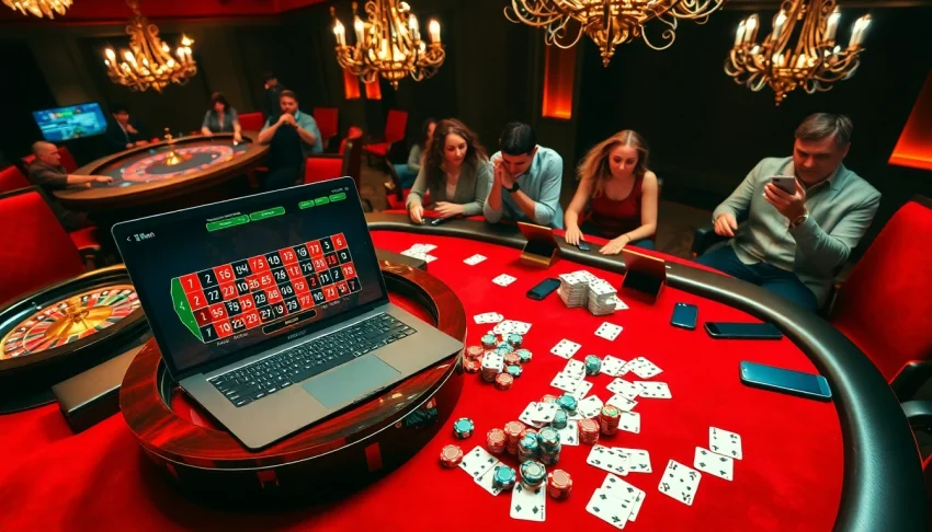 Engaging players enjoying the excitement of online gambling at link 12bet with roulette and poker.