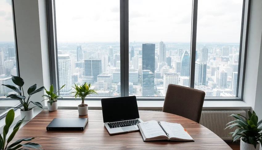 Illustration d'un espace de travail moderne illustrant le style de vie professionnel et inspirant.