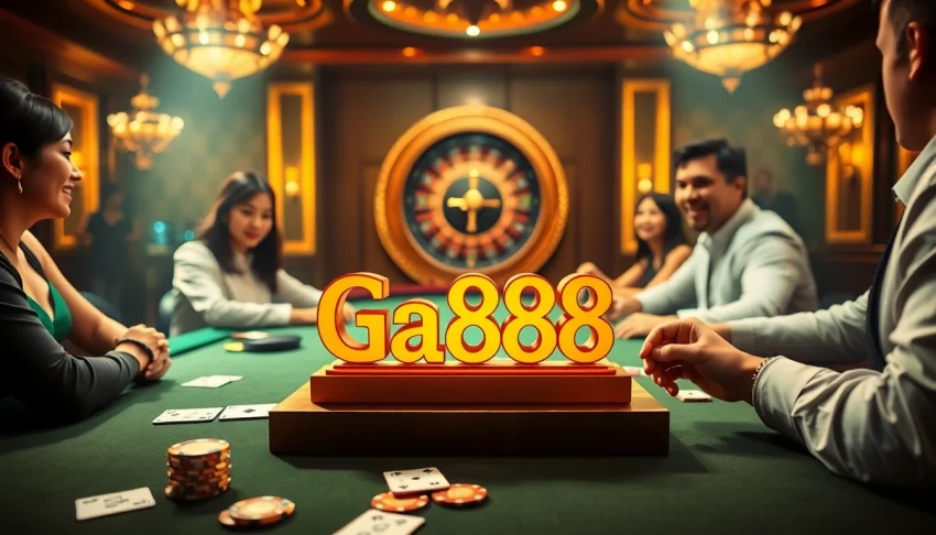 Experience thrilling gameplay at Ga888 with vibrant casino ambiance and professional poker action.