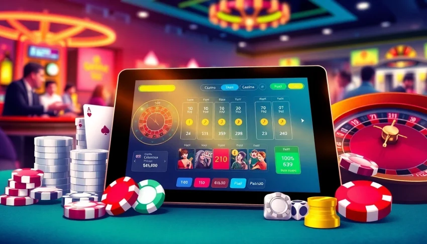 Experience excitement with online betting on https://f122.com.br/ showcasing casino elements like poker chips and roulette wheel.