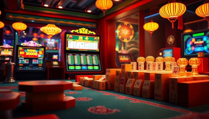Interactive gaming scene at https://nk88.gg/ showcasing mahjong tiles and jackpot excitement.