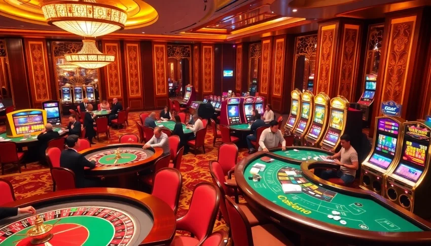 Experience the thrill of u888 gambling with vibrant casino tables and excited players.