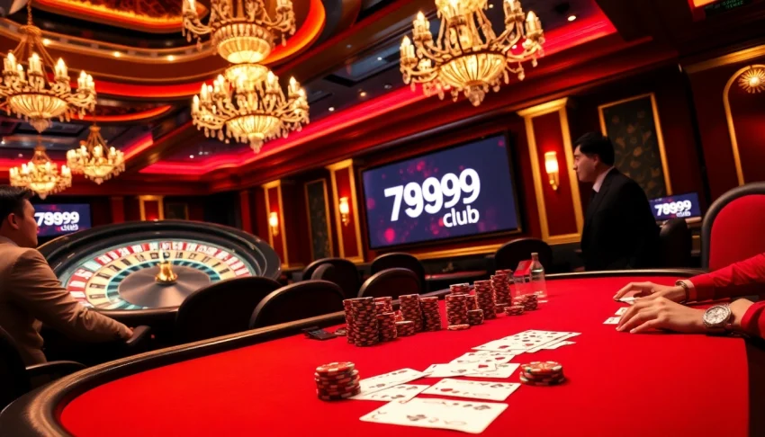 Players enjoying high-stakes poker at 789club's luxurious casino table.