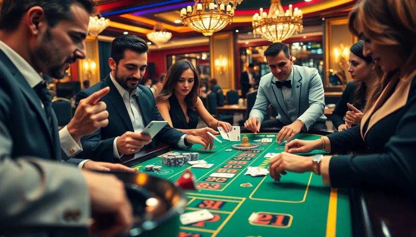 Atstarotās vestes ar apdruku attēlotas elegantā kazino vidē, demonstrējot luksusu un stratēģisku spēli.