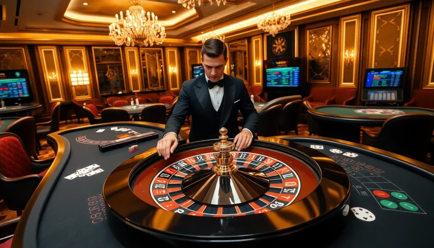 Engaging in a live casino experience in France with roulette and enthusiastic players.
