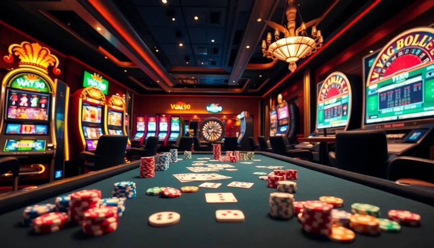 Engaging gamblers with exciting gameplay at Vua99 casino with vibrant colors and luxurious atmosphere.