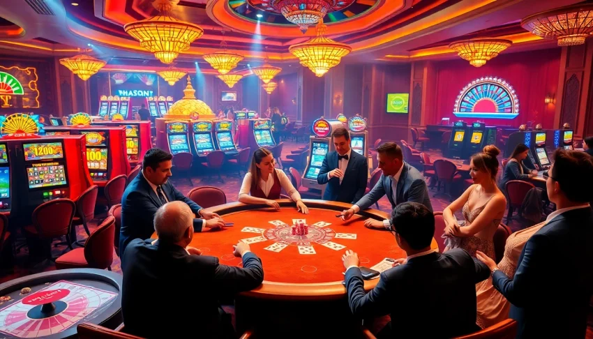 Players enjoying a thrilling poker game at RIKVIP's stylish casino.