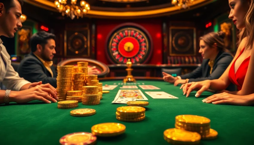 Players experience the thrill of poker at the luxurious ABC8 casino.