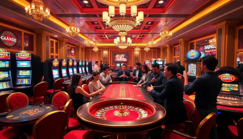 Players celebrating their wins at Go99 casino with vibrant gaming excitement and luxurious decor.