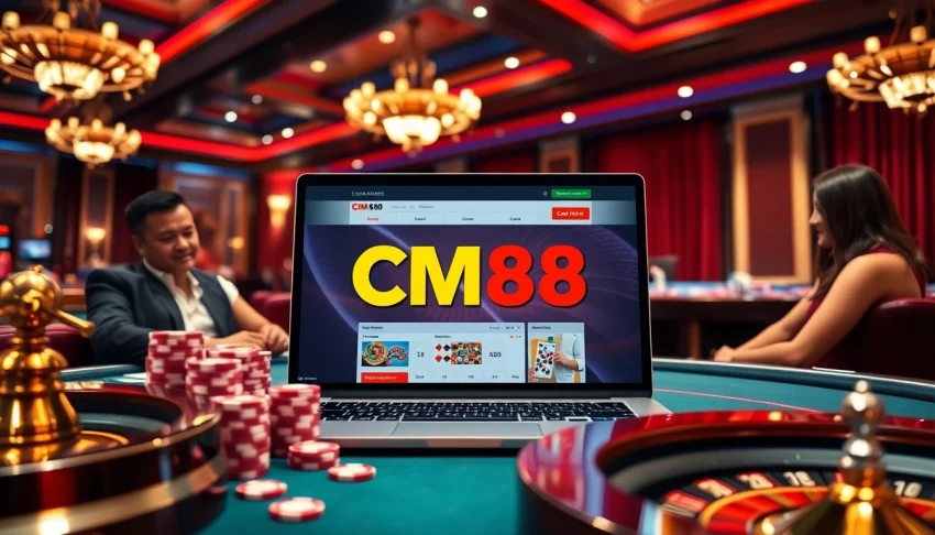 Experience the luxury of CM88 online gaming with vibrant casino elements and excitement.