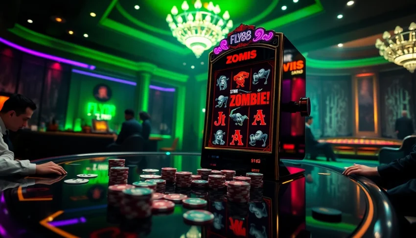 Experience the thrill of FLY88 at a luxurious zombie-themed casino slot machine.