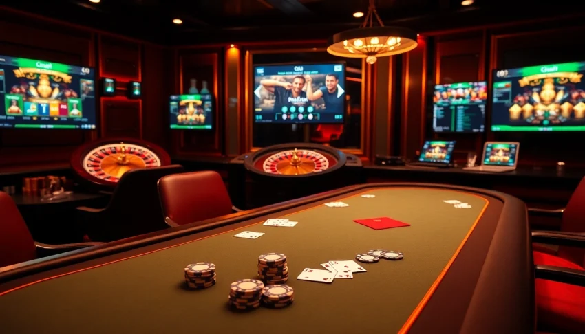 Experience the excitement of live poker gameplay at https://vk88a.com/ with an elegant casino setting.