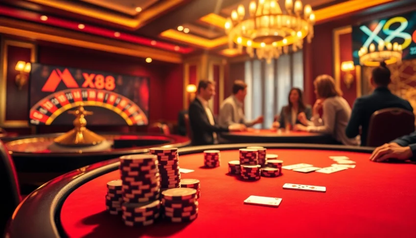 Experience the thrill of winning at the XX88 casino with vibrant poker games and roulette.